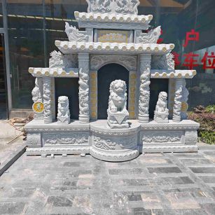 雅安芝麻白中国黑石材套墓 花岗岩墓碑